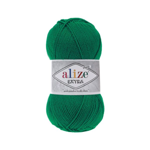 Alize Extra premium acrylic yarn skein for knitting and crochet, smooth high-quality yarn ideal for garments and accessories color green, color number 20