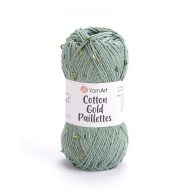 Alize Cotton Gold Paillettes sequin yarn skein 7113, sparkly cotton-acrylic yarn perfect for elegant knitting and crochet garments.